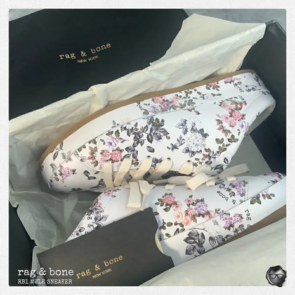 RAG & BONE RB1 MULE SLIP ON PATFORM SNEAKER IN GARDEN FLORAL WOMEN’S SIZE 7.5